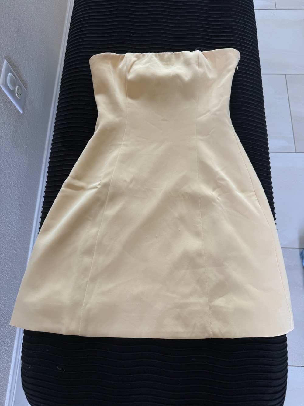 Peppermayo Strapless A-Line Dress in Pale Yellow